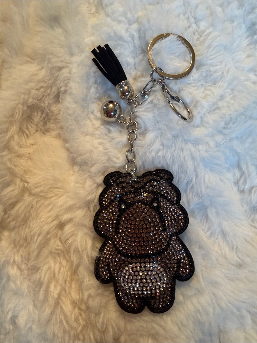 Rhinestone Bulldog Keychain Bag Charm